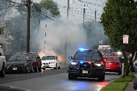 Wires Down And Car Catches Fire After Lightning Thunderstorm In Elmwood Park New Jersey