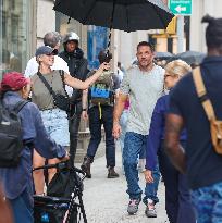 Tom Hardy and Kelly Marcel On Set - NYC