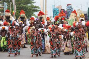 BENIN-PORTO NOVO-CULTURE-MASK FESTIVAL-PARADE