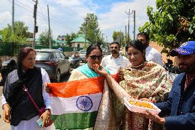 BJP Supporters Celebrate Anniversary Of Jammu And Kashmir's Special Status Abrogation