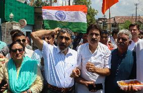 BJP Supporters Celebrate Anniversary Of Jammu And Kashmir's Special Status Abrogation