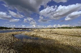 Water level drops in Dnipro River in Zaporizhzhia