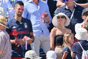 Paris 2024 - Jumping - Novak Djokovic And Family In The Stands