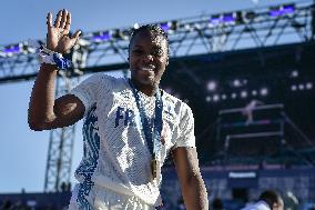 Paris 2024 - Fans welcome medalists at the Parc des Champions in Paris