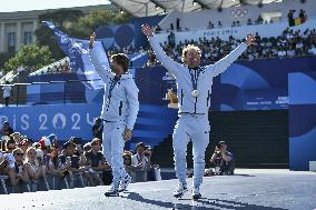 Paris 2024 - Fans welcome medalists at the Parc des Champions in Paris