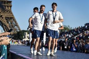 Paris 2024 - Fans welcome medalists at the Parc des Champions in Paris