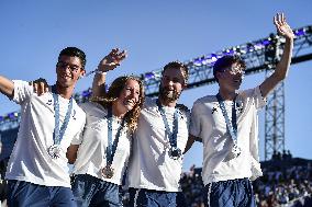 Paris 2024 - Fans welcome medalists at the Parc des Champions in Paris