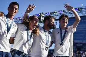 Paris 2024 - Fans welcome medalists at the Parc des Champions in Paris