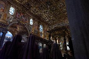 Pope Francis Celebrates 'Miracle Of The Snow' At Basilica Of St. Mary Major