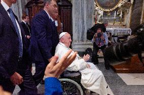 Pope Francis Celebrates 'Miracle Of The Snow' At Basilica Of St. Mary Major