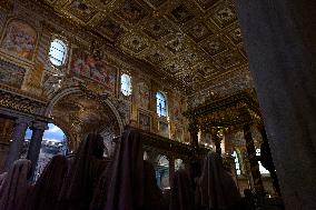 Pope Francis Celebrates 'Miracle Of The Snow' At Basilica Of St. Mary Major