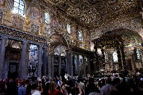 Pope Francis Celebrates 'Miracle Of The Snow' At Basilica Of St. Mary Major