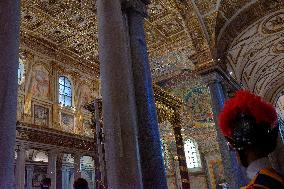 Pope Francis Celebrates 'Miracle Of The Snow' At Basilica Of St. Mary Major