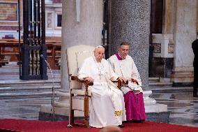 Pope Francis Celebrates 'Miracle Of The Snow' At Basilica Of St. Mary Major