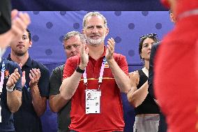 Paris 2024 - King Felipe Watches Basketball 3x3