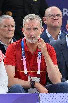 Paris 2024 - King Felipe Watches Basketball 3x3