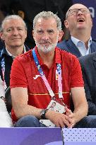 Paris 2024 - King Felipe Watches Basketball 3x3