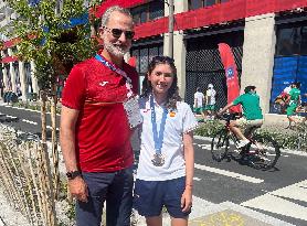 Paris 2024 - King Felipe Visits The Olympic Village