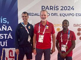 Paris 2024 - King Felipe Visits The Olympic Village