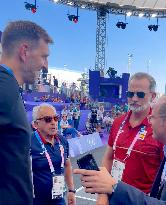 Paris 2024 - King Felipe Visits The Olympic Village