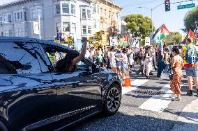 San Francisco Pro-Palestine Demonstration Marking 300 Days Of Israel's Bombardment Of Gaza