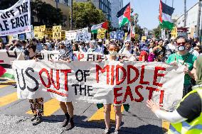 San Francisco Pro-Palestine Demonstration Marking 300 Days Of Israel's Bombardment Of Gaza