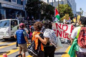 San Francisco Pro-Palestine Demonstration Marking 300 Days Of Israel's Bombardment Of Gaza