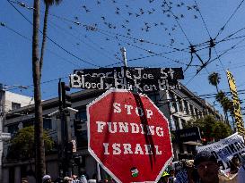 San Francisco Pro-Palestine Demonstration Marking 300 Days Of Israel's Bombardment Of Gaza