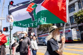 San Francisco Pro-Palestine Demonstration Marking 300 Days Of Israel's Bombardment Of Gaza