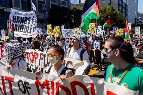 San Francisco Pro-Palestine Demonstration Marking 300 Days Of Israel's Bombardment Of Gaza