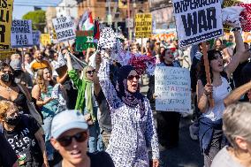 San Francisco Pro-Palestine Demonstration Marking 300 Days Of Israel's Bombardment Of Gaza