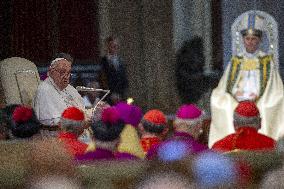 Pope Francis Leads The Vespers - Rome