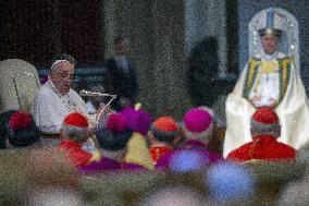 Pope Francis Leads The Vespers - Rome