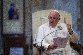 Pope Francis Leads The Vespers - Rome