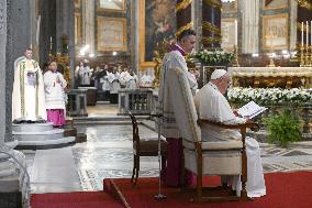 Pope Francis Leads The Vespers - Rome