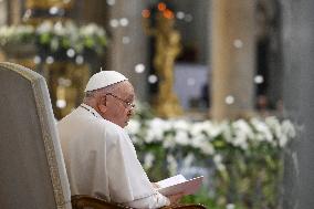 Pope Francis Leads The Vespers - Rome