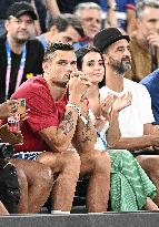 Paris 2024 - Basketball - Florent Manaudou And Girlfriend At France v Canada