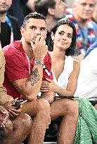 Paris 2024 - Basketball - Florent Manaudou And Girlfriend At France v Canada