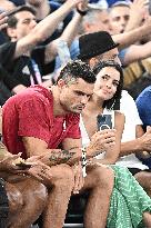 Paris 2024 - Basketball - Florent Manaudou And Girlfriend At France v Canada