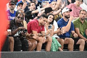 Paris 2024 - Basketball - Florent Manaudou And Girlfriend At France v Canada