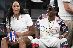 Paris 2024 - Basketball - Snoop Dogg And A'ja Wilson at USA v Brazil