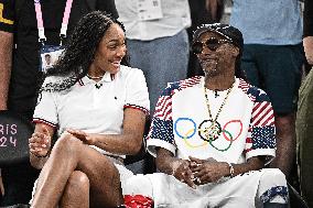 Paris 2024 - Basketball - Snoop Dogg And A'ja Wilson at USA v Brazil