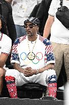 Paris 2024 - Basketball - Snoop Dogg And A'ja Wilson at USA v Brazil