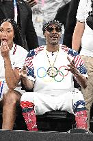 Paris 2024 - Basketball - Snoop Dogg And A'ja Wilson at USA v Brazil