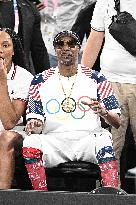 Paris 2024 - Basketball - Snoop Dogg And A'ja Wilson at USA v Brazil