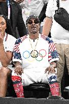 Paris 2024 - Basketball - Snoop Dogg And A'ja Wilson at USA v Brazil