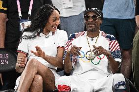 Paris 2024 - Basketball - Snoop Dogg And A'ja Wilson at USA v Brazil