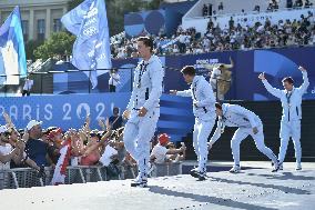 Paris 2024 - Fans cheer medalists at the Parc des Champions in Paris FA