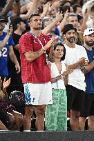 Paris 2024 - Basketball - Florent Manaudou And Girlfriend At France v Canada