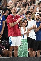 Paris 2024 - Basketball - Florent Manaudou And Girlfriend At France v Canada